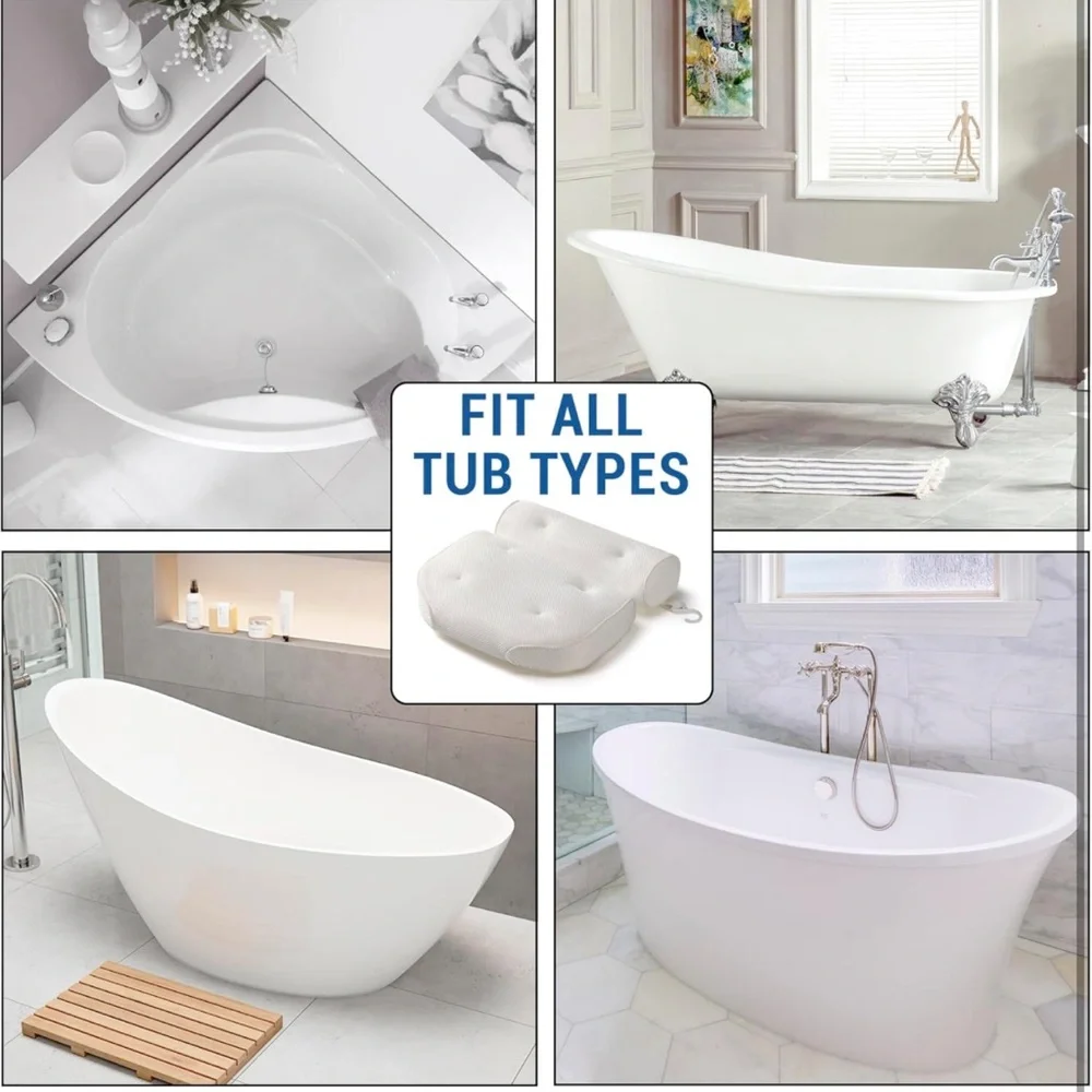 NEW Luxury Bathtub Pillow - Luxury Mesh Bathtub Pillow for Neck & Back Support